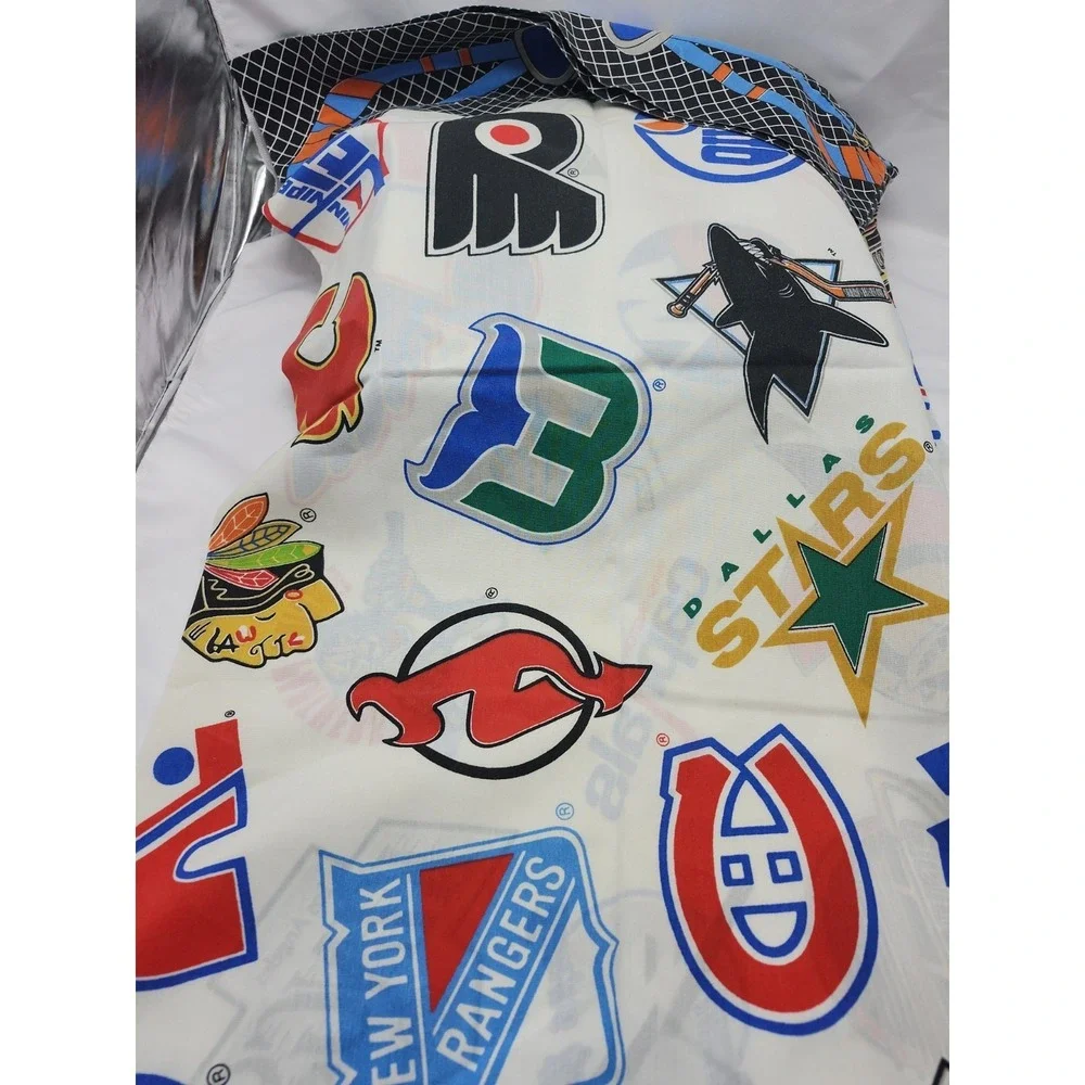 Vintage NHL Ice Hockey Team Logo All Over Print Bedding Twin Set White Made USA